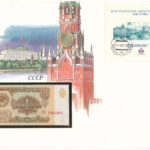 Szovjetunió 1961. 1R felbélyegzett borítékban, bélyegzéssel T:I Sovjet Union 1961. 1 Ruble in envelope with stamp and cancellation C:UNC