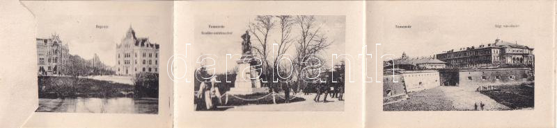 1909 Temesvár, Timisoara; Józsefvárosi pályaudvar, vasútállomás. Leporellolap 10 képpel / Iosefin railway station. Leporellocard with 10 pictures (szakadás / tear) - Image 2