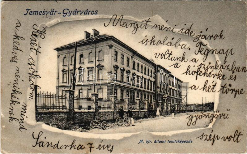 1904 Temesvár, Timisoara; Gyárváros, M. kir. állami tanítóképezde / Fabric, teachers training institute. Art Nouveau (EB)