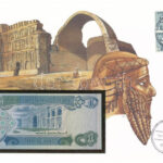 Irak 1980. 1D borítékban, alkalmi bélyeggel és bélyegzéssel T:UNC Iraq 1980. 1 Dinar in envelope with stamps and cancellations C:UNC