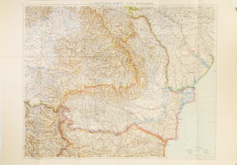 G. Freytags Karte von Rumänien, 1:1000 000. Wien, G. Freytag & Berndt. Kiadói papírkötés, sérült borító, 97×72 cm