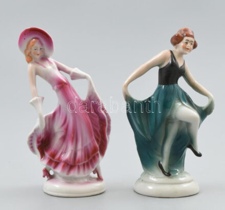 2 db B&B porcelán lányka. Kézzel festett, jelzett, minimális kopással 15 cm