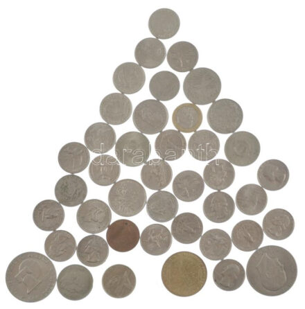 Vegyes, 42db-os, főleg külföldi érméből álló tétel, közte Amerikai Egyesült Államok, Svájc, NSZK T:vegyes Mixed 42pcs, mostly foreign coin lot, within USA, Switzerland, GFR C:mixed