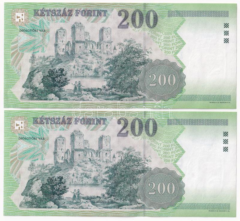 2001. 200Ft (2x) sorszámkövetők 'FA 8791250 - FA 8791251' T:I,II Adamo F53A - Image 2