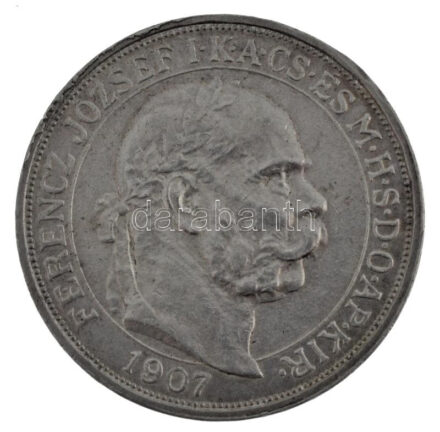 1907KB 5K Ag 'Ferenc József megkoronázásának 40. évfordulója' kapszulában, peremen kis anyagfölösleg T:AU kis patina, kis ph.
