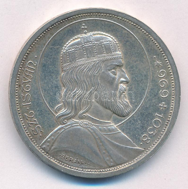 1938. 5P Ag 'Szent István' kapszulában T:AU patina Adamo P8.1