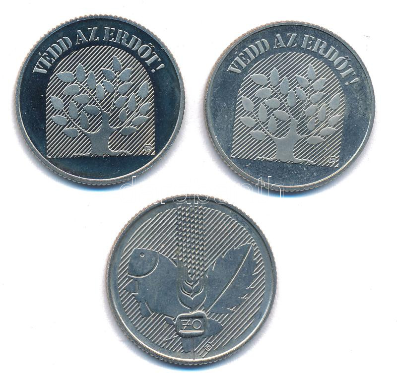 1984. 20Ft Cu-Ni 'FAO - Védd az erdőt' BU és PP érmepár (2xklf) + 1985. 20Ft 'FAO' T:UNC,AU Adamo EM80, EM90