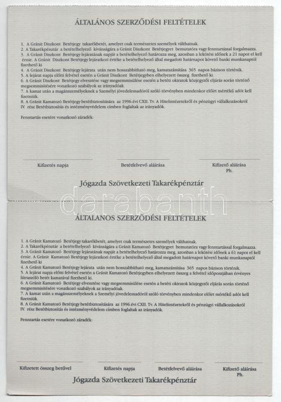 ~2000-2010. 4db klf betétjegy, takarékszelvény, közte kitöltetlen és lyukasztással érvénytelenített is, közte 'Gránit', 'Forrás' T:I,I- - Image 2