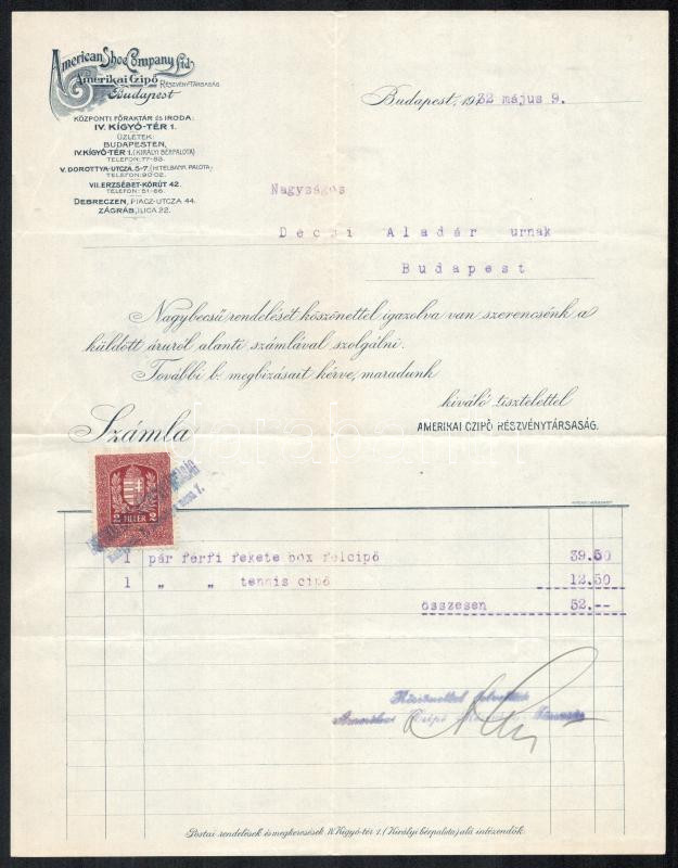 1932 2 db ruházati cég fejléces számla - Image 2