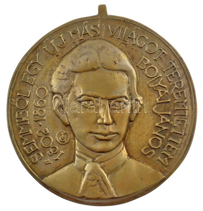 Tőrös Gábor (1934-2021) DN 'Bolyai János - semmiből egy új más világot teremtettem 1802-1860' bronz emlékérem (185mm) T:1-