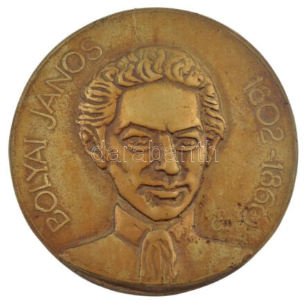 Tőrös Gábor (1934-2021) DN 'Bolyai János 1802-1860' bronz emlékérem (140mm) T:1- peremén felül lyukasztott
