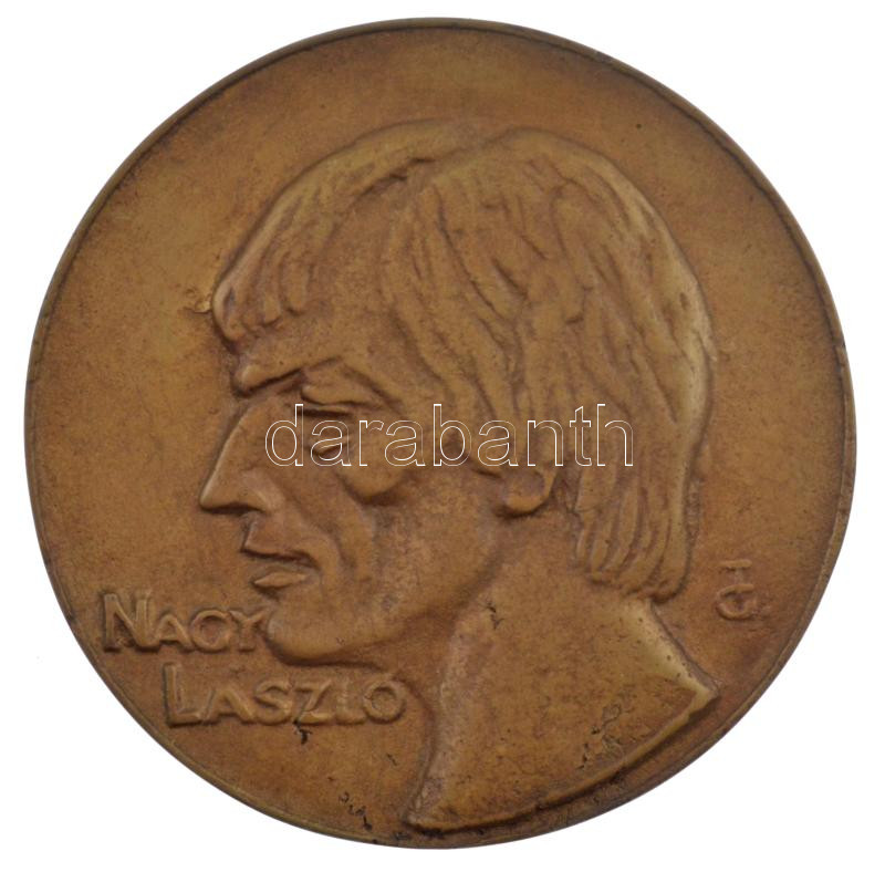 Tőrös Gábor (1934-2021) DN 'Nagy László' bronz emlékérem (125mm) T:1- felül peremén lyukasztott.