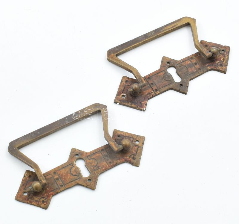 2 db antik bronz fiókhúzó veret, 11,5 cm