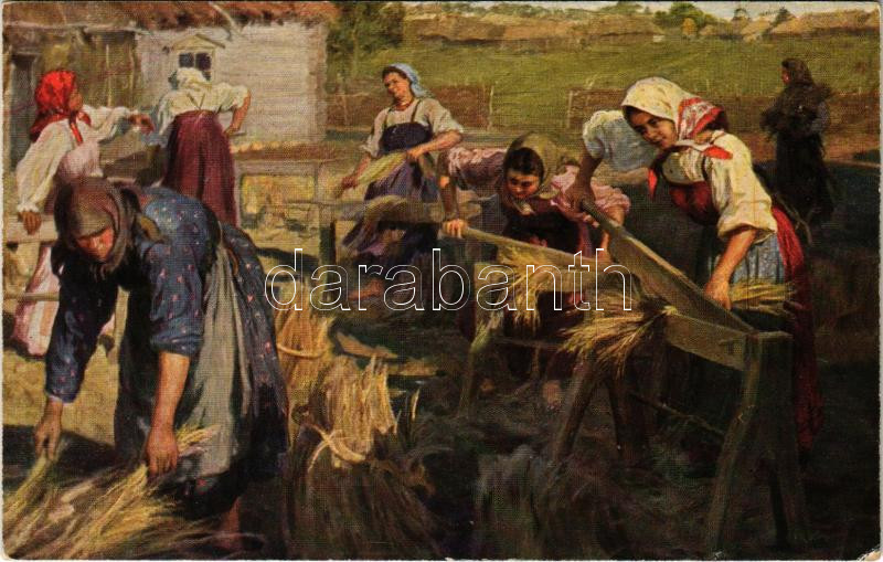 Len törés / Breaking flax, folklore. T.S.N. R.M. No. 88. s: Th. Sitschkoff