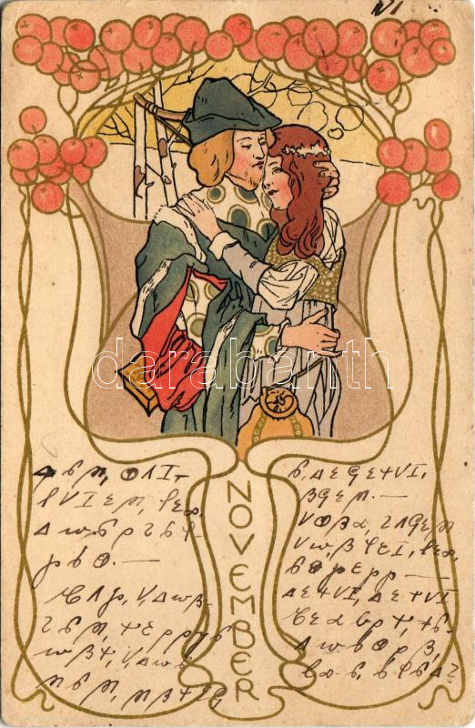 1900 November. Art Nouveau, litho - titkosírás (EK)
