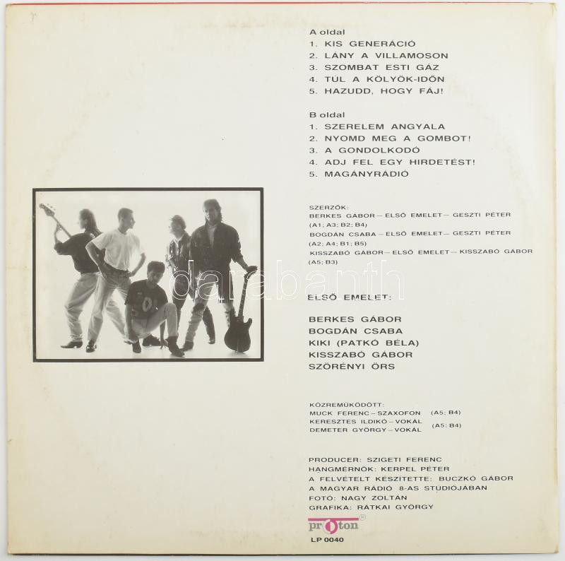 Első Emelet - Kis Generáció. Vinyl, LP, Album. Magyarország, 1990. jó állapotban - Image 2
