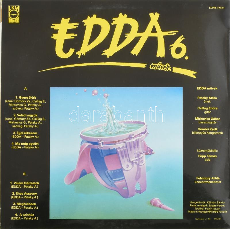 Edda Művek 6. Vinyl, LP, Album, Stereo. Magyarország, 1986. jó állapotban - Image 2