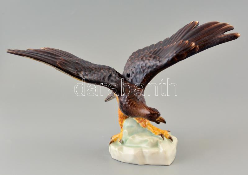 Herendi sas, kézzel festett, jelzett, apró kormányozókkal, m:19 cm, 31×15 cm - Image 2