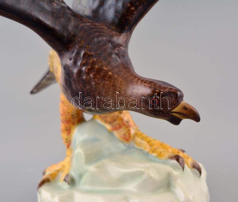 Herendi sas, kézzel festett, jelzett, apró kormányozókkal, m:19 cm, 31×15 cm - Image 4