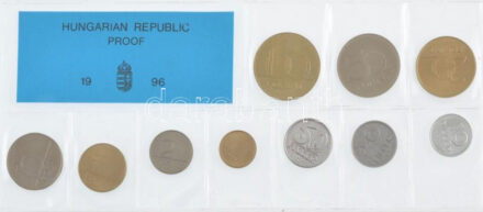 1996. 10f-100Ft (10xklf) forgalmi sor fóliatokban T:PP / Hungary 1996. 10 fillér - 100 Forint (10xdiff) coin set in foil packing C:PP Adamo FO29
