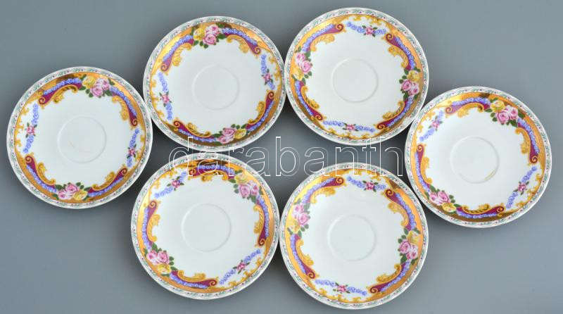 Limoges porcleán mokkás csésze és alj, 6 db.+ cukordoboz. Levonóképes, aranyozott. Minimális karcokkal - Image 3