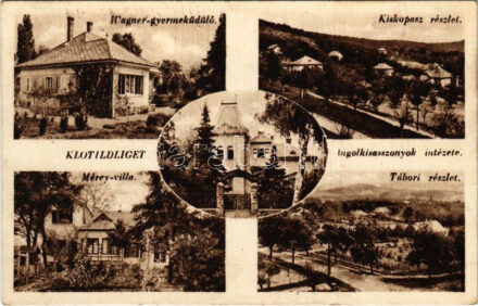 Piliscsaba, Klotildliget; Wagner gyermeküdülő, Kiskopasz részlet, Mérey villa, Angolkisasszonyok intézete, Tábori részlet