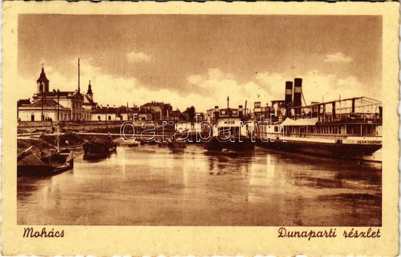 Mohács, Dunaparti részlet, 'Deák Ferencz' gőzös (EK)