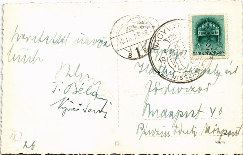 1940 Nagyvárad, Oradea; Szigligeti színház, autó / theatre, automobile. photo + '1940 Nagyvárad visszatért' So. Stpl - Image 2