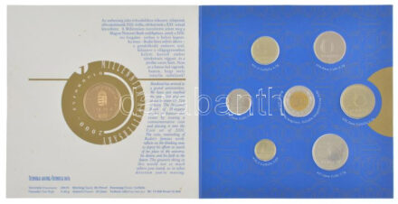 2000. 1Ft-100Ft (7xklf) forgalmi sor szettben + '200Ft Millenium' T:PP patina / Hungary 2000. 1 Forint - 100 Forint (7xdiff) in coin set + '200 Forint Millenium' C:PP Adamo FO33.1