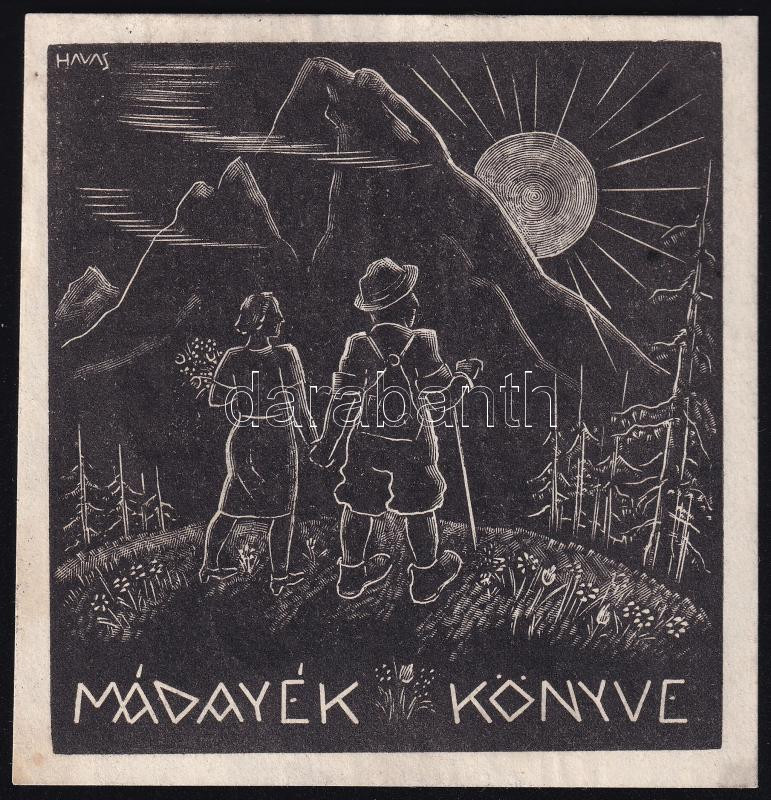 Havas László (1895-?): Mádayék könyve, fametszet, papír, jelzett, a metszeten, 8,5×8,5 cm