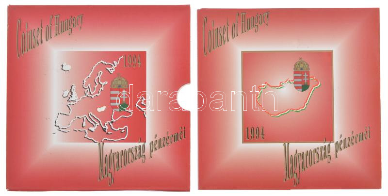 1994. 10f-200Ft (11xklf) forgalmi sor dísztokban, benne 1994. 200Ft Ag 'Deák', 'Magyarország pénzérméi' dísztokban, a karton dísztokon a ragasztás részben elengedett T:BU patina / Hungary 1994. 10 Fillér - 200 Forint (11xdiff) in coin - Image 4