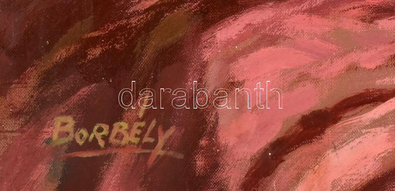 Borbély Béla (194?-2019): Lány népviseletben. Olaj, vászon, jelzett, 60x50 cm - Image 2