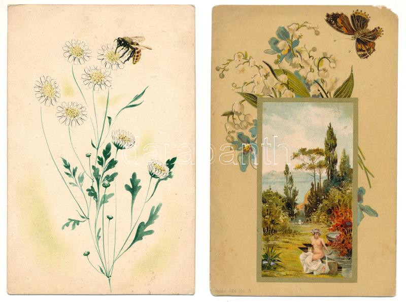 9 db főleg MODERN motívum képeslap: pillangók és rovarok / 9 mostly modern motive postcards: butterflies and insects