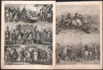 cca 1850 össz. 5 db acélmetszet (történelmi jelentek, mitológia, stb.), részben sérült és foltos, 23x28,5 cm körüli méretekben.