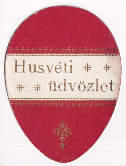 1902 Húsvéti üdvözlet. Tojás alakú képeslap / Easter greeting - egg-shaped postcard (Rb)