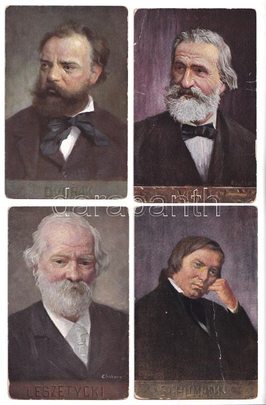 ZENESZERZŐK - 14 db régi képeslap vegyes minőségben / COMPOSERS - 14 pre-1945 postcards in mixed quality (B.K.W.I. 874.)
