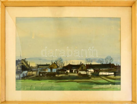 Weintrager Adolf (1927-1987): Derülés. Akvarell, papír. Jelzés nélkül. Hátoldalán Képcsarnok Vállalat címkéjével. Üvegezett fakeretben. 40x58,5 cm