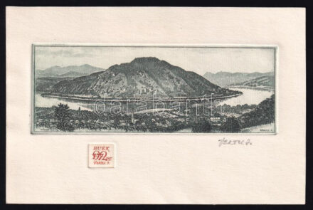 Vertel József (1922-1993): BUÉK 1972 (Dömös-Dunakanyar). Rézkarc, papír, jelzett, 4,5x12,5 cm