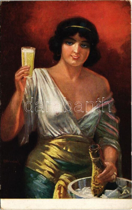 1918 Finoman erotikus hölgy / Gently erotic lady. D.K. & Co. P. 3014. s: F. Holoubek (EK)