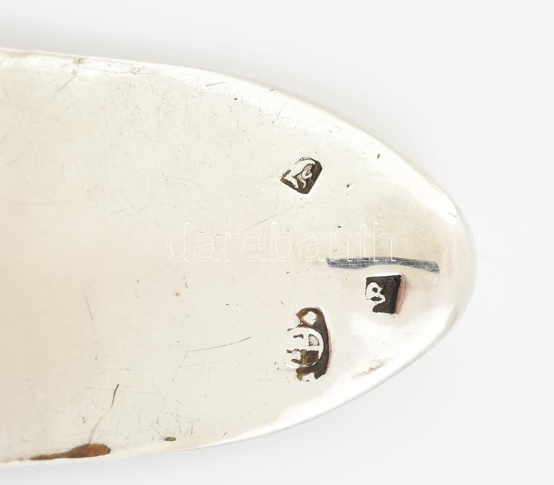 Ezüst (Ag) kanál, antik, jelzett, h: 21,5 cm, nettó: 62 g - Image 2