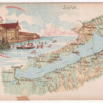 Siófok, Balaton térkép, fürdő. Károlyi Gy. kiadása, litho (b)