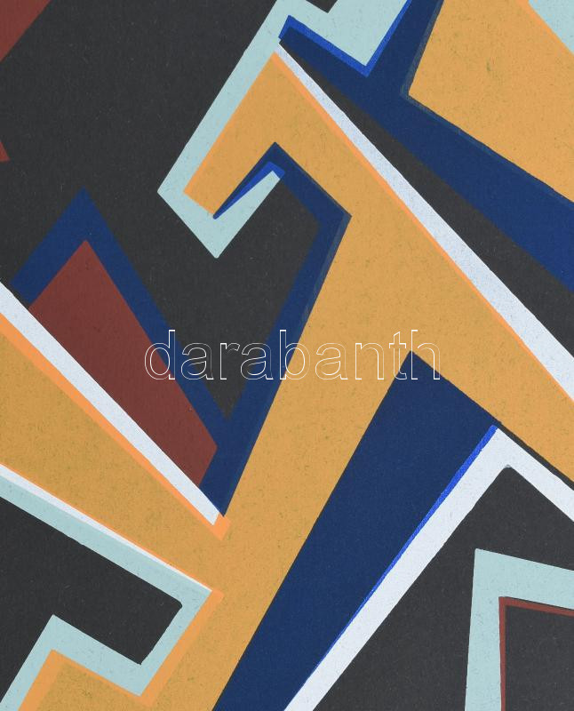 Frank Magda (1914-1997): Geometrikus kompozíció. Szitanyomat, papír, jelzett, 50x35 cm / Magda Frank (1914-1997): Geometric composition. Screenprint on paper, signed. 50x35 cm - Image 2