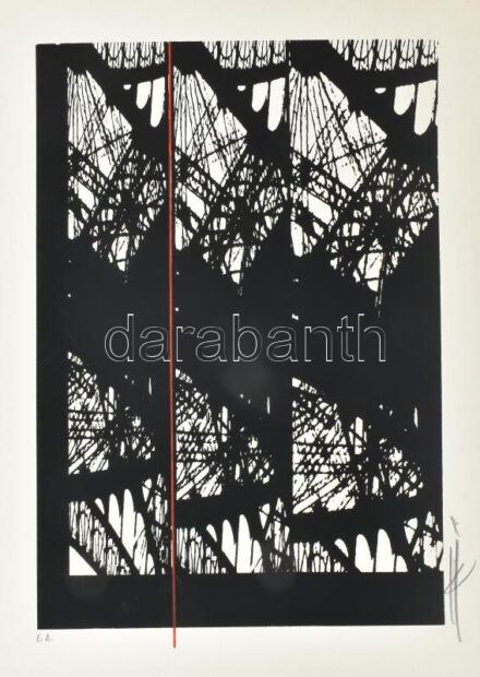 Hervé, Rodolf (1957-2000): Eiffel-torony. Szitanyomat, papír, jelzett, művészpéldány E.A. jelzéssel. 36x24 cm. / Hervé, Rodolf (1957-2000): Eiffel-tower. Screenprint on paper, signed, E.A. artist's proof, 36x24 cm.