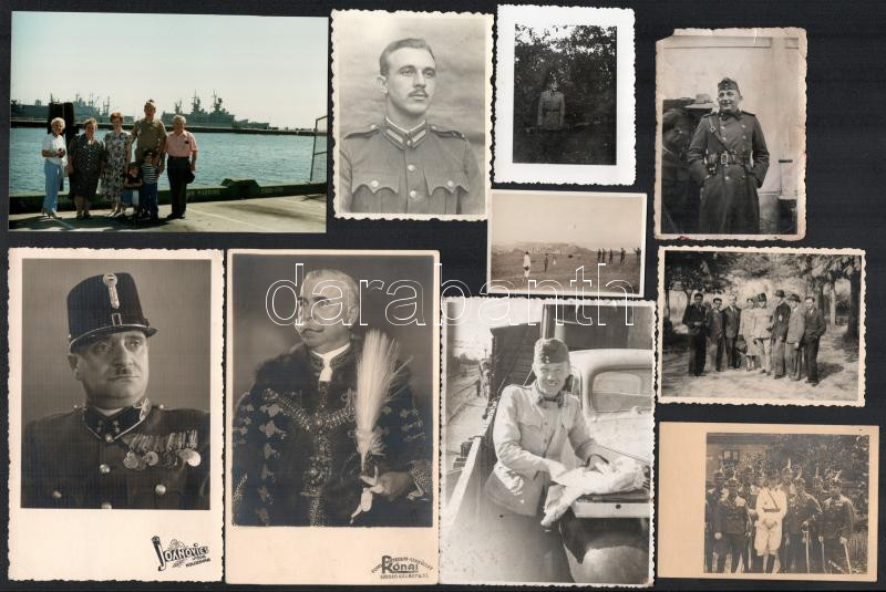 10 db vegyes (többségében 1945 előtti) katonai fotó, vegyes méretben és állapotban
