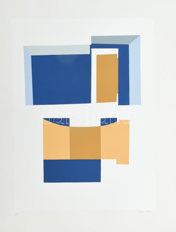 Mark (Márkus), Anna (1928-): Geometrikus kompozíció, 1990. Szitanyomat, papír, jelzett, művészpéldány E.A. jelzéssel. 46x34 cm / screenprint on paper, artist's proof, signed