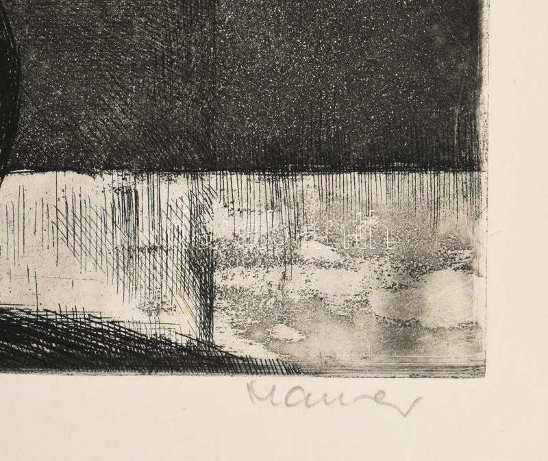 Maurer Dóra (1934-): Virágok. Rézkarc, papír, kartonra kasírozva, jelzett, lap széle kissé foltos, rézkarc alja kissé sérült, 40×29 cm. - Image 3