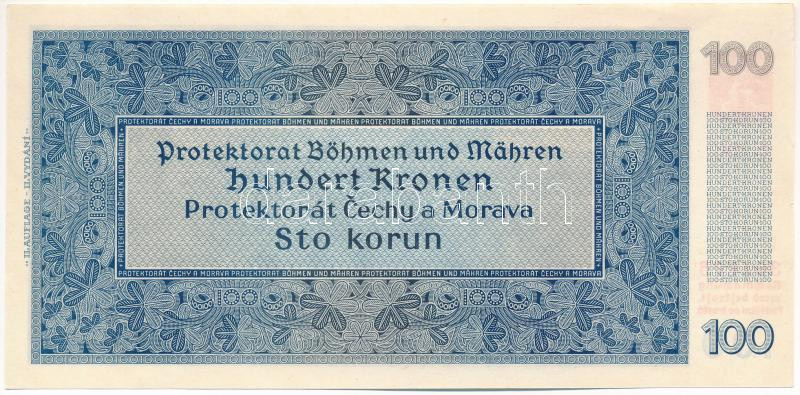 Német Harmadik Birodalom / Cseh-Morva Protektorátus 1940. 100K 'S.10 G 361776' II. kiadás T:I- apró oldalsó szakadások German Third Reich / Protectorate of Bohemia and Moravia 1940. 100 Korun 'S.10 G 361776' 2nd issue C:AU tiny tears on the - Image 2