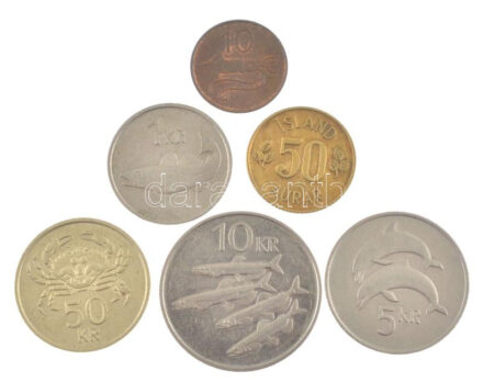 Izland 1973-1987. 10a-50Kr (6xklf) T:vegyes Iceland 1973-1987. 10 Aurar - 50 Kronur (6xdiff) C:mixed