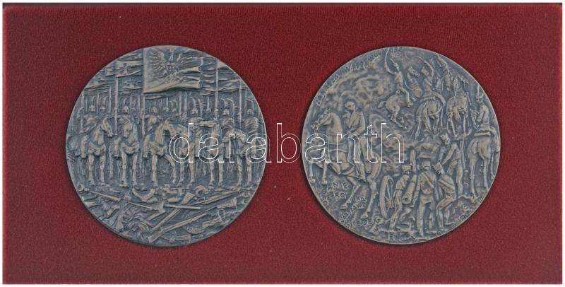 Lengyelország 1987. 'Bem József tábornok 1794-1850' ezüstpatinázott bronz emlékérem. Szign.:IS (69mm) + 1983. 'Sobieski János' ezüstpatinázott fém emlékérem közös dísztokban (69mm) T:AU Poland 1987. 'General Jozef Bem 1794-1850' Br - Image 2