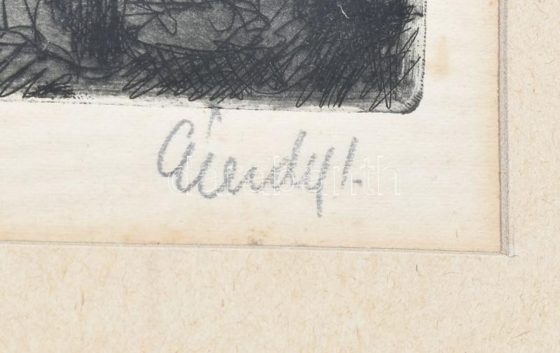 Élesdy István (1912-1987): Budapest, rézkarc, papír, jelzett, paszpartuban, 42×49 cm - Image 2